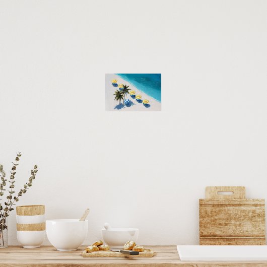 Tropical Beach Paraplu Print: Kustzomer Poster (Keuken)