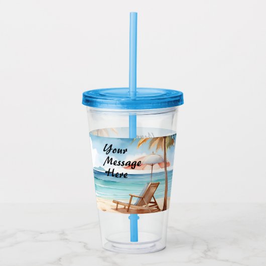 Tropical Beach Party Acryl Tumbler Acryl Drinkbeker (Voorkant)