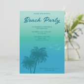 Tropical Beach Party Aqua Blue Palm Trees Verjaard Kaart (Staand voorkant)