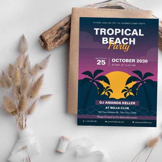 Tropical Beach Party Vakantie Kaart