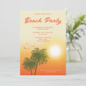 Tropical Beach Party Zonsondergang Palmbomen Verja Kaart (Staand voorkant)