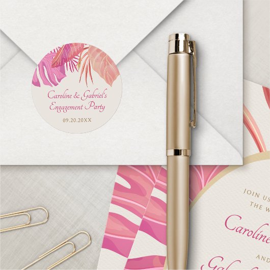 Tropical Beach Pink Ronde Sticker