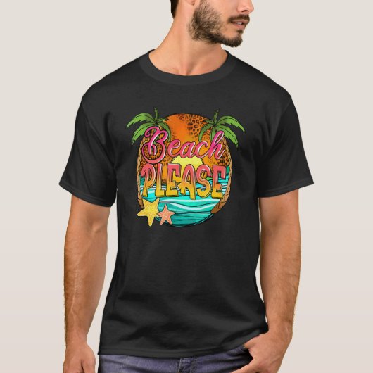 Tropical Beach Please Summertime Vibes Vaca T-shirt (Voorkant)