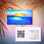 Tropical Beach QR code Abstract interieur ontwerp Visitekaartje