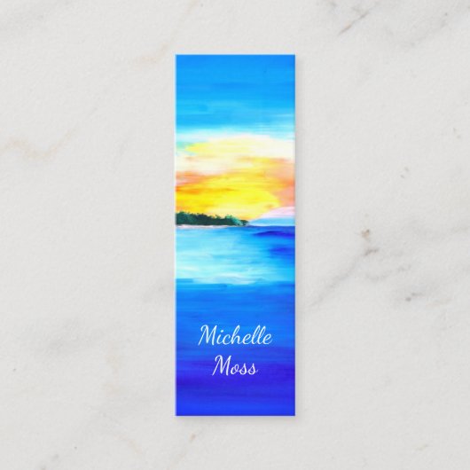 Tropical Beach QR code Abstracte zonsondergang Mini Visitekaartje (Voorkant)