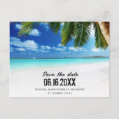 Tropical Beach QR Code Bruiloft Save the Date Aankondigingskaart (Voorkant)