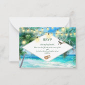 Tropical Beach QR Code RSVP Huwelijksverblijf Kaar Notitiekaartje (Voorkant)