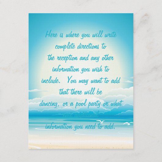 Tropical Beach Receptie Insert Kaart (Achterkant)