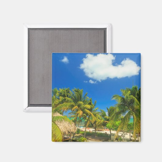 Tropical beach resort, Belize Magneet (Voorkant / Achterkant)