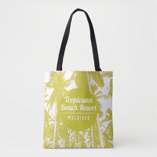 Tropical Beach Resort met Palm Trees Design Tote Bag (Voorkant)