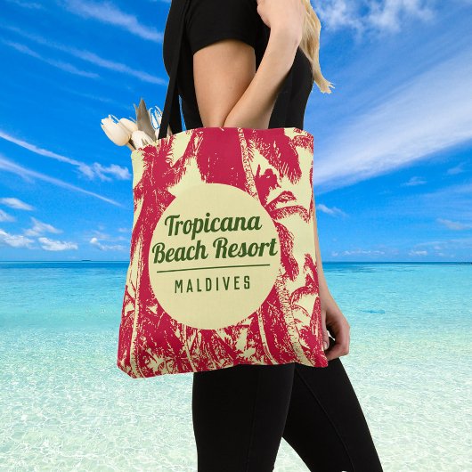 Tropical Beach Resort met Palm Trees Design Tote Bag