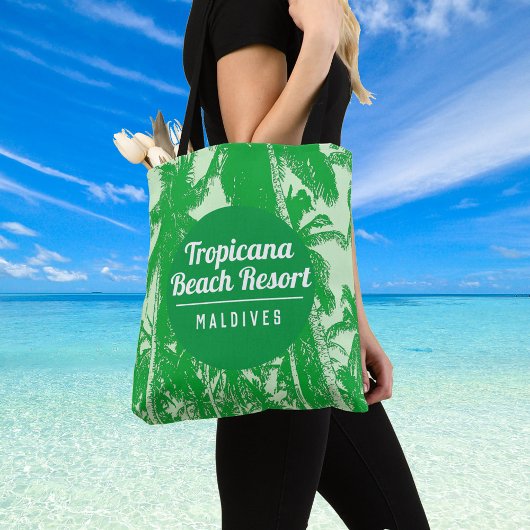 Tropical Beach Resort met Palm Trees Design Tote Bag