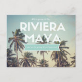 Tropical Beach Riviera Maya Bruiloft Save the Date Aankondigingskaart (Voorkant)