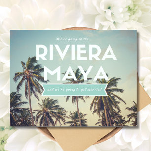 Tropical Beach Riviera Maya Bruiloft Save the Date Aankondigingskaart