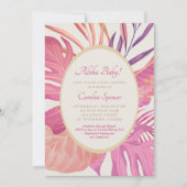 Tropical Beach Roze Baby shower Kaart (Voorkant)