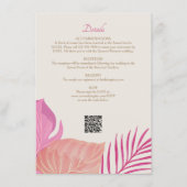 Tropical Beach Roze bruiloft Details Informatiekaartje (Voorkant)