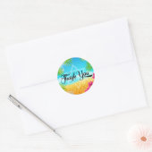 Tropical Beach Roze Hibiscus Bat Mitzvah Dank u Ronde Sticker (Envelop)