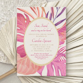 Tropical Beach Roze Vrijgezellenfeest Kaart