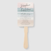 Tropical Beach Roze Zonsondergang Trouwprogramma F Handwaaier (Voorkant)