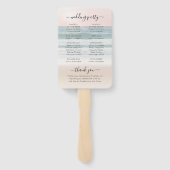 Tropical Beach Roze Zonsondergang Trouwprogramma F Handwaaier (Achterkant)