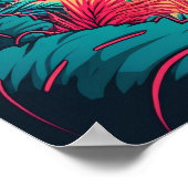 Tropical Beach Rustiek Elegant Rood Groen Sinaasap Poster (Hoek)