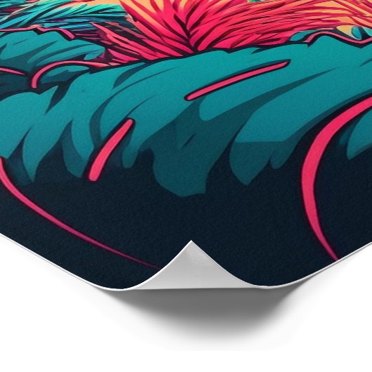 Tropical Beach Rustiek Elegant Rood Groen Sinaasap Poster (Hoek)