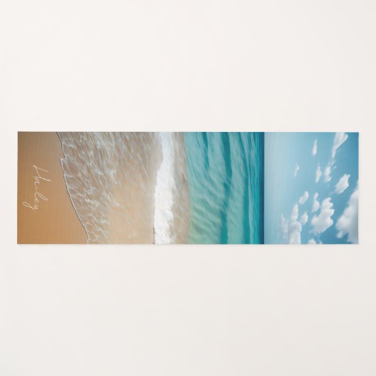 Tropical Beach Sand Ocean Aangepaste naam Yogamat (Voorkant (horizontaal))