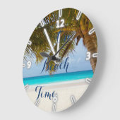 Tropical Beach,Sand Ocean Sky Palm Grote Klok (Hoek)