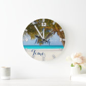 Tropical Beach,Sand Ocean Sky Palm Grote Klok (Huis)