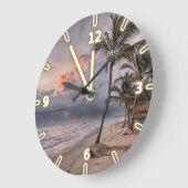 Tropical Beach,Sand Ocean Sky Palm,Sunset Grote Klok (Hoek)