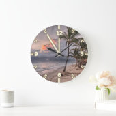 Tropical Beach,Sand Ocean Sky Palm,Sunset Grote Klok (Huis)