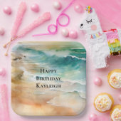 Tropical Beach Sand Turquoise Zee Verjaardag Papieren Bordje (Feest)