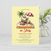 Tropical Beach & Santa Christmas in het feest van  Kaart (Staand voorkant)
