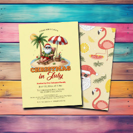 Tropical Beach & Santa Christmas in het feest van  Kaart