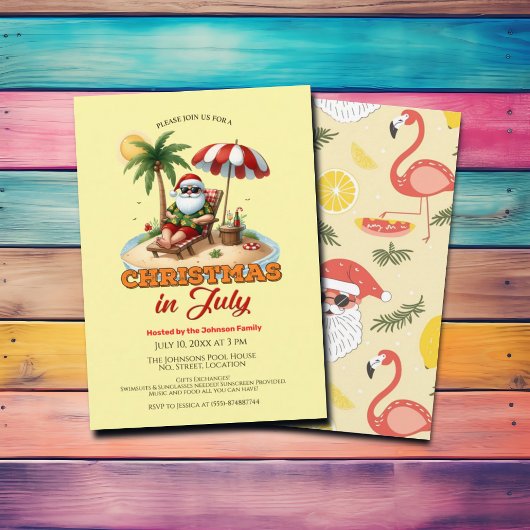 Tropical Beach & Santa Christmas in het feest van  Kaart