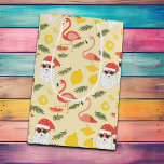 Tropical Beach & Santa Christmas in het feest van  Medium Cadeauzakje<br><div class="desc">Een grappig kerstfeest in juli ontwerp met een tropisch strand en de kerstman!</div>