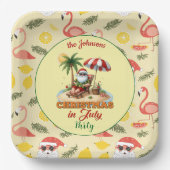 Tropical Beach & Santa Christmas in het feest van  Papieren Bordje (Voorkant)