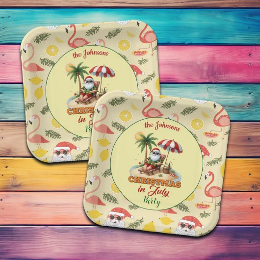 Tropical Beach & Santa Christmas in het feest van  Papieren Bordje