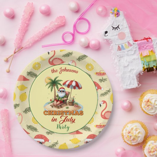 Tropical Beach & Santa Christmas in het feest van  Papieren Bordje (Feest)