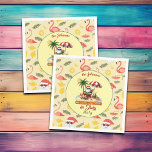 Tropical Beach & Santa Christmas in het feest van  Servet<br><div class="desc">Een grappig kerstfeest in juli ontwerp met een tropisch strand en de kerstman! Je kunt dit personaliseren met jouw naam.</div>