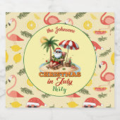 Tropical Beach & Santa Christmas in het feest van  Sparkling Wijnetiket (Enkel label)