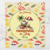 Tropical Beach & Santa Christmas in het feest van  Wijn Etiket (Enkel label)