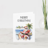 Tropical/Beach Santa Christmas Kaart (Voorkant)
