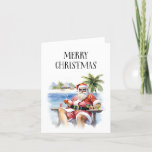 Tropical/Beach Santa Christmas Kaart<br><div class="desc">Deze kerstman ziet er super ontspannen op het strand met een drink! Dit maakt een geweldige kerstkaart voor iedereen die feest viert in een tropisch gebied (of wenst dat ze dat waren!)</div>