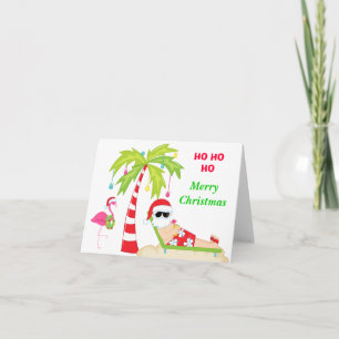 Tropical Beach Santa Feestdagen Kaart
