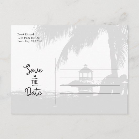 Tropical Beach Save the Date Briefkaart (Achterkant)