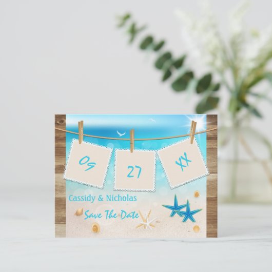 Tropical Beach Save the Date Briefkaart (Staand voorkant)