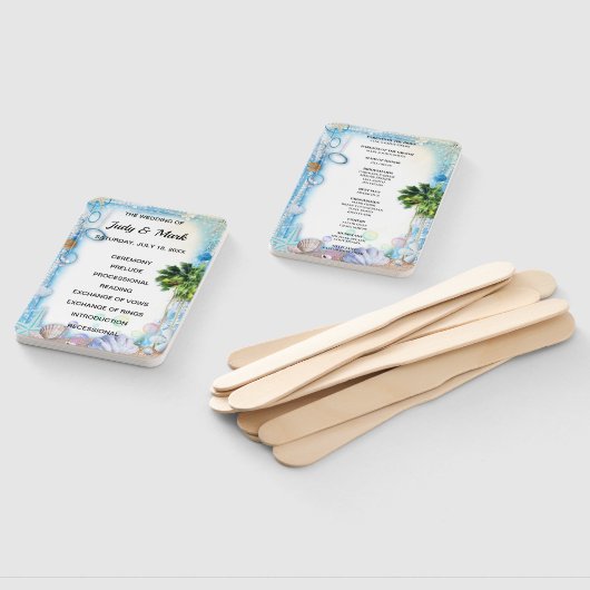 Tropical Beach Seashell bruiloft programma fans Handwaaier (Niet-gemonteerd)