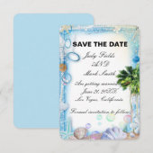 Tropical Beach Seashell Bruiloft Save The Date Kaa (Voorkant / Achterkant)