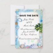 Tropical Beach Seashell Bruiloft Save The Date Kaa (Voorkant)
